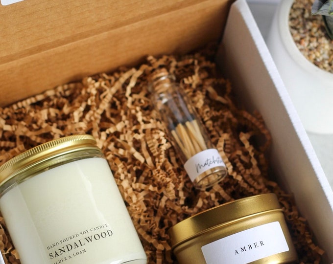 Soy Candle Gift Box, All Natural 2 Candles & Matchsticks, Ecofriendly