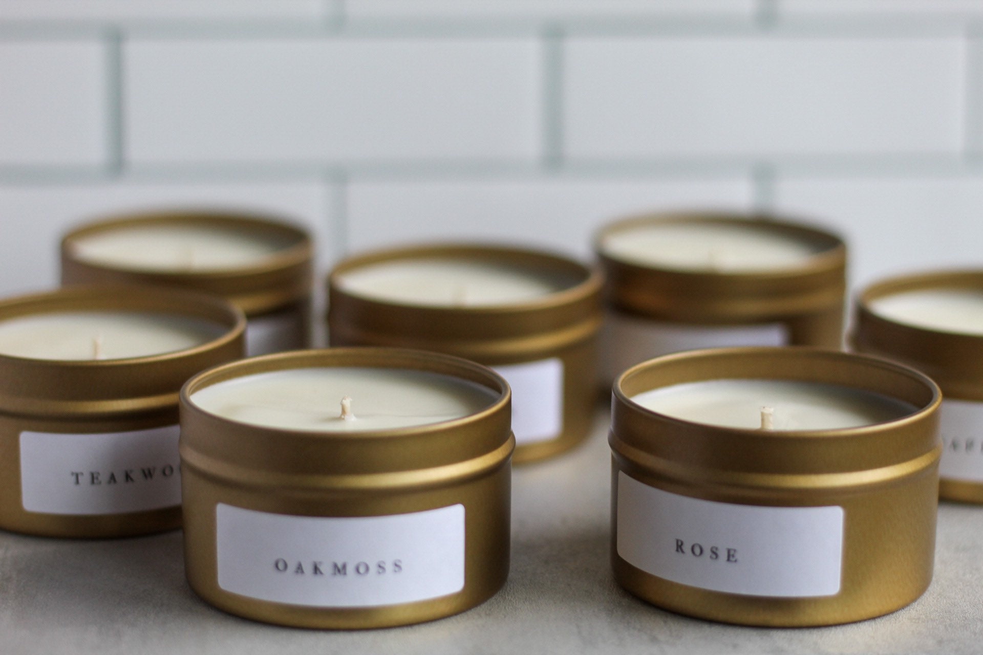 Scented Soy Candle Gift Box 4 Oz Gold Tin Candle Gift Set Etsy