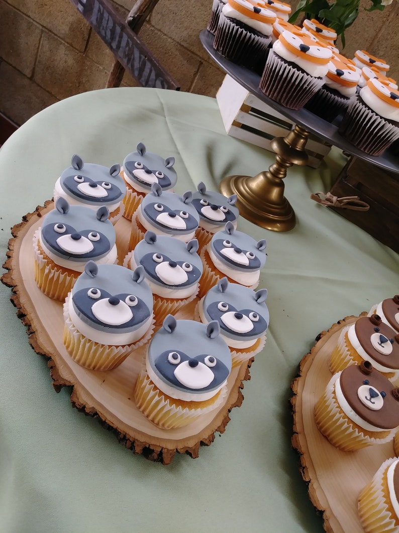 12ct Fondant woodland cupcake topper Racoon