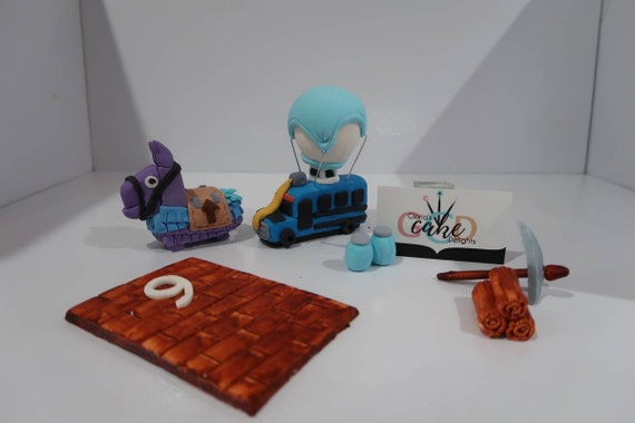 Fortnite Fondant Cake Toppers - fortnite llama party bus weapons cake topper set