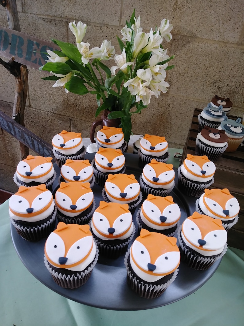 12ct Fondant woodland cupcake topper Fox