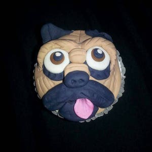 Fondant dog face cake topper or cupcake topper