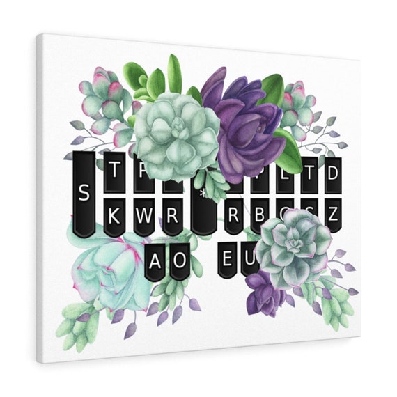 Steno Keyboard Galaxy Print Stenographer Captioner Canvas Gallery Wraps Court Reporter Stenographer keyboard