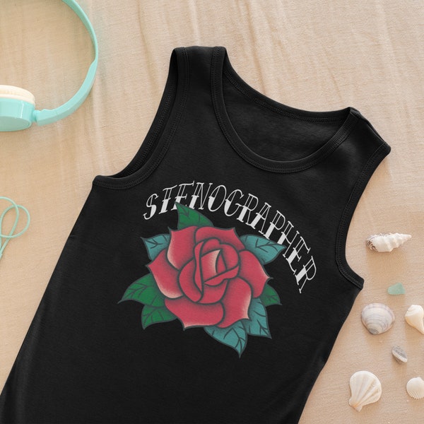 Vintage Tattoo Style Stenographer Tank - Court Reporter Gift