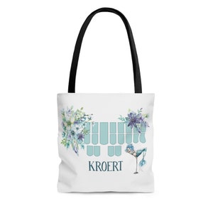 Blue Floral Stenographer keyboard, Tote Bag