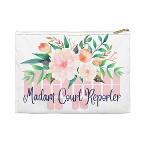 Stenographer Keyboard,Floral Steno Keyboard Madam Court Reporter Cosmetics, Mask, Cords,  Accessory Pouch