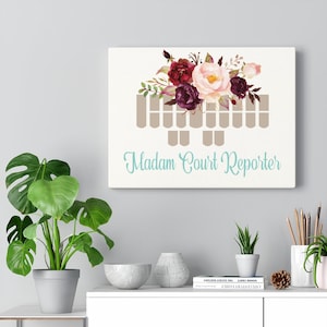 Watercolor Steno Key Art, Court Reporter Canvas Gallery Wraps