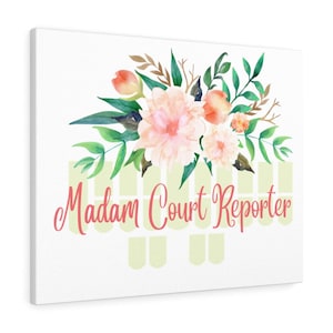 Stenography Keyboard Madam Court Reporter Watercolor Canvas Gallery Wraps
