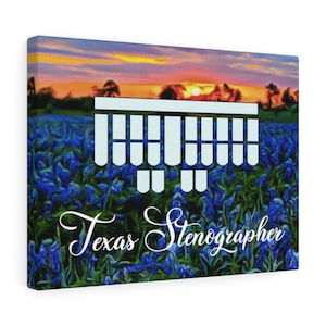 Texas Bluebonnets Court Reporter, Stenographer, Steno Art Canvas Gallery Wraps
