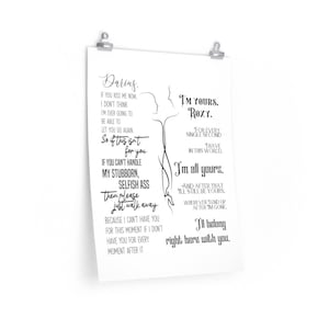 Darius and Tory Heartless Sky Zodiac Academy Inspired Quote Art, Bookish, BookTok, Fan Art Premium Matte vertical posters