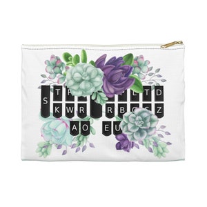 Stenografie-toetsenbord succulent aquarel accessoirezakje