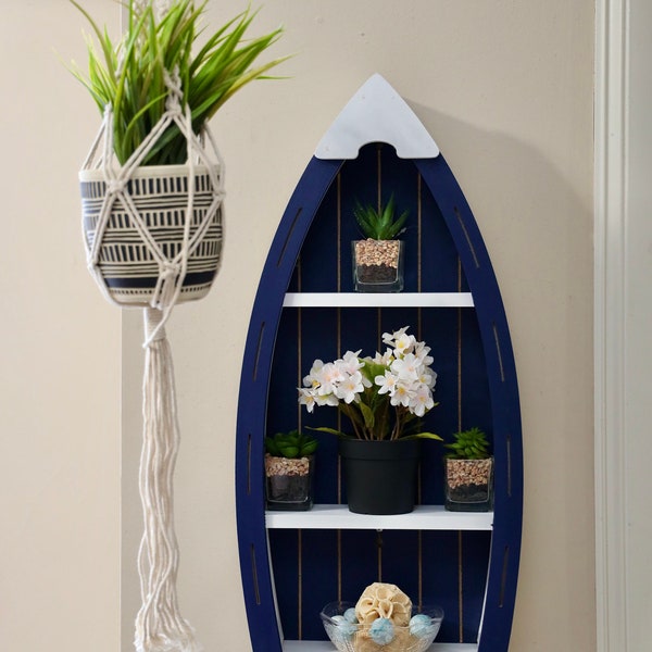 Nautical Wooden Boat Shelf, Nautical Home Decor, Room Decor, Hanging Boat Shelf, Standalone Boat Shelf, Decor Shelf, Gift for Him|Her