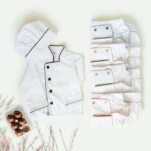 Personalized Kids Chef Coat: Embroidered Jacket & Hat Set