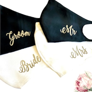 Wedding Face Mask, Mr and Mrs Mask, personalized gifts, Bridal shower gift, Silk face mask, Bride Mask,Groom Mask,groomsmen gifts,Satin Mask