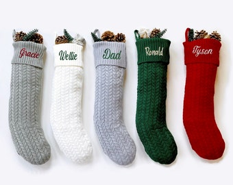 Embroidered Knit Christmas Stocking, Knit Christmas Stocking, Personalized, Christmas stocking, Stockings, Christmas, knit stocking,Holidays
