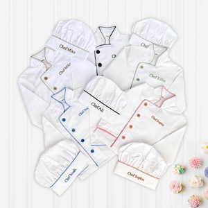 Personalized Kids Chef Coat and Hat: Embroidered Cooking Costume