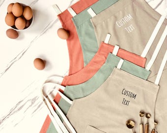 Personalized Matching Aprons: Custom Name Cotton BBQ Aprons