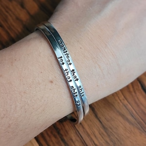 Tiny mantra cuffs - Hand stamped aluminum cuff
