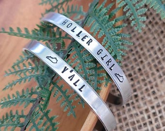 Kentucky cuff, Hand stamped aluminum, Made in KY