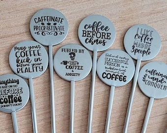 Coffee stirrer, stainless steel, laser engraved