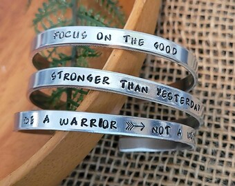 Inspirational cuffs | Hand stamped aluminum