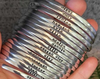 Custom name cuffs | Hand stamped aluminum cuff