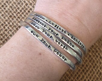 Tiny cuff | Inspiration hand stamped cuffs