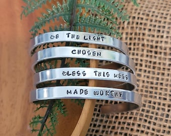 Inspirational cuffs | Hand stamped aluminum