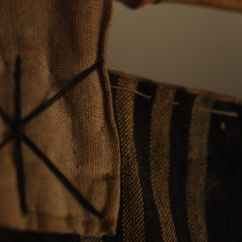 Vintage cotton shops checkered pattern Noren.