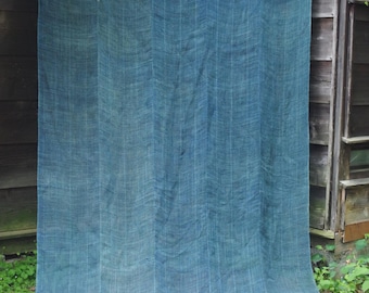 Large Antique Japanese Indigo Mosquito Net Textile / Handwoven Asa Kaya Cloth / Wide Open Weave / Yamagata Folk Fabric / Meiji to Early Show