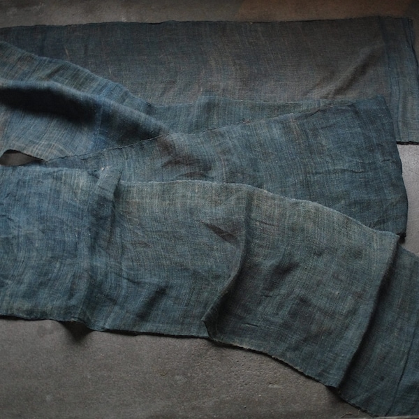 Indigo-dyed linen cloth. Meiji or Taisho era.