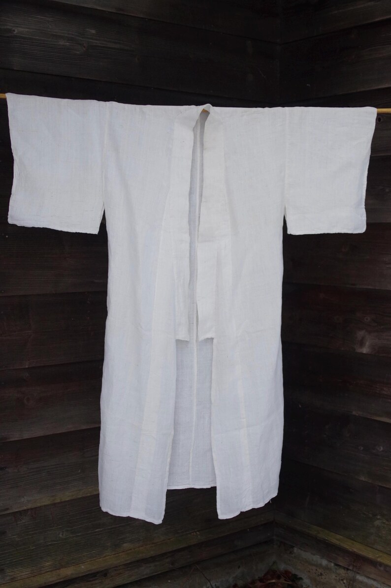 Antique White Ramie Kimono Robe, Simple Undyed Japanese Textile - Etsy