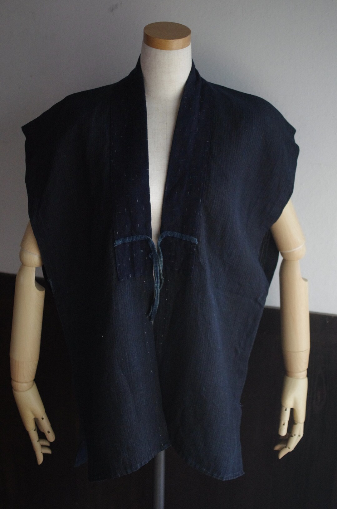 Antique Indigo Dyed Linen Noragi Sodenashi. Etsy