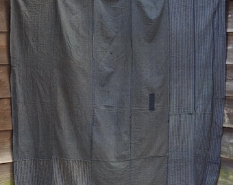 Japanese Antique Boro Textile, Striped Cotton Patchwork, Meiji–Taisho Period, 179×185cm