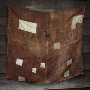 Boro Grain Sack Dyed with Kakishibu Persimmon Tannin, Showa Period