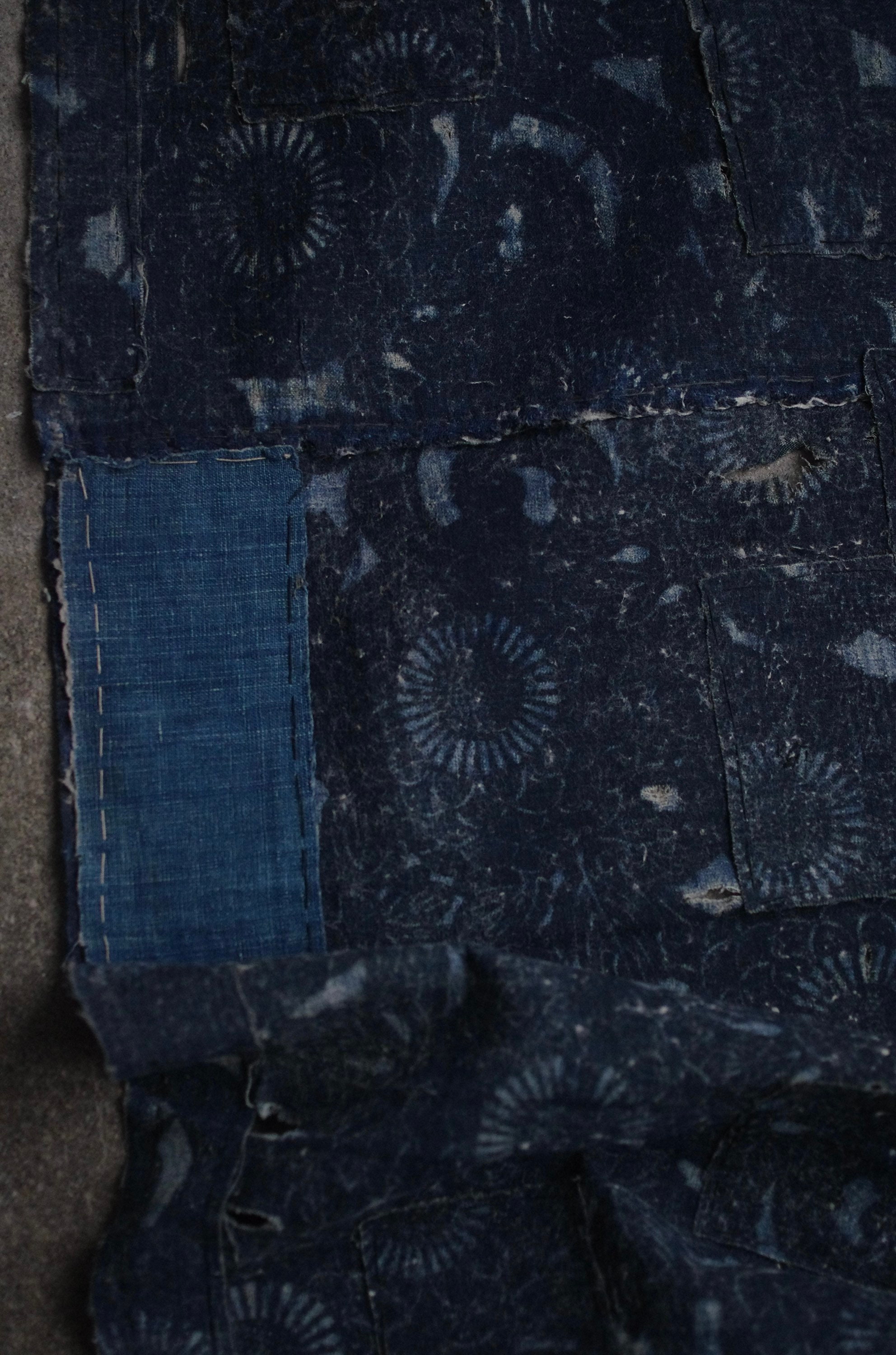 Long Cotton Fabric With Indigo Stencil Dyeing Around the Meiji - Etsy