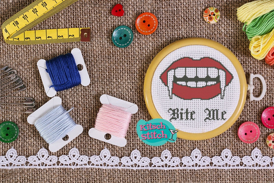 Digital Download - Cross Stitch - PDF Pattern - 14 Count - Bite Me ...