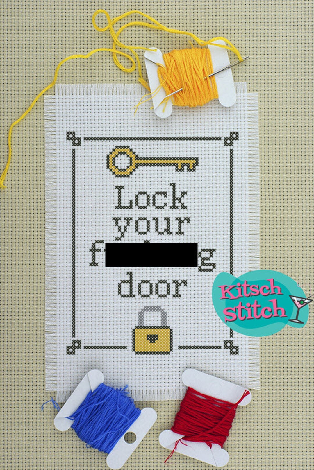 Digital Download - Cross Stitch - PDF Pattern - 14 Count - Lock Your ...