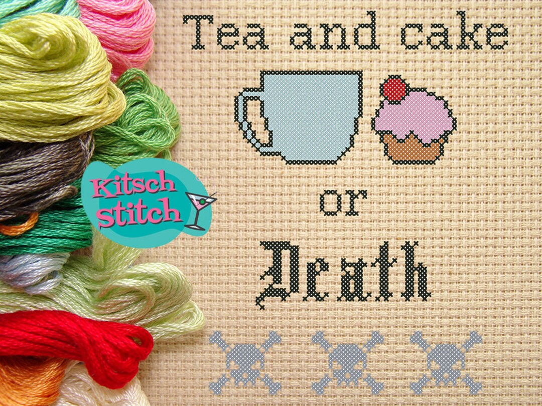 Digital Download - Cross Stitch - PDF Pattern - 14 Count - Tea - Cake ...