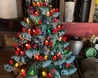 36cm Vintage Mold Ceramic Pink Flocked Super Christmas Tree Lights Up 36cm Vintage Mold Ceramic Pink Flocked Super Christmas Tree Lights Up