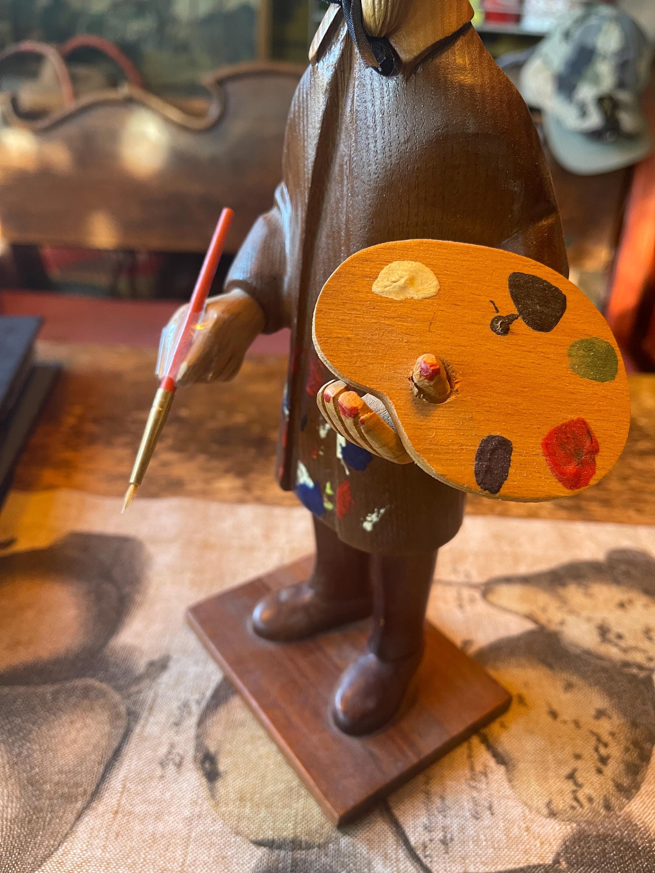 【希少】Vintage70-80'sイタリア木彫り人形「ROMER」長髯ドクター Vintage Italian Romer Handcrafted Artist Figure Wood-free Shipping