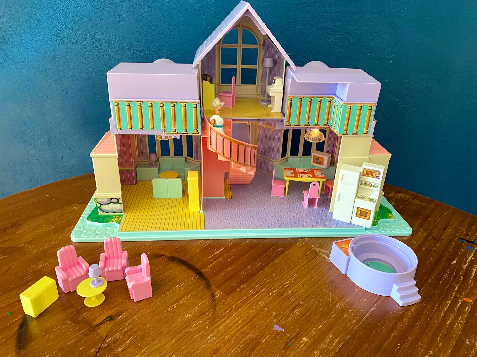 Vintage Blue Box Dream House 90s Dollhouse Mansion Vintage Etsy