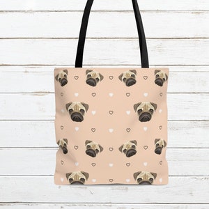 Pug Tote Bag - dog owner gift - Pug Gift - Beach Bag, Pug lover gift, pug owner gift, Chien, Carlin, Sac Bandouliere, Sac Fourre Toute