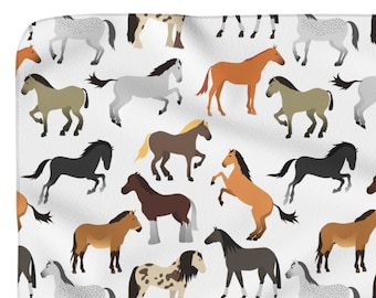 Cute Horse Blanket, Sherpa Blanket, Horse Lover Gift, Horse Print Blanket, Gift For Horse Lover, Cheval, Pferd, Paard