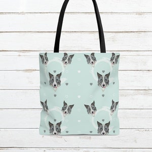 Border Collie Tote Bag Dog owner gift Lunch Bag, Beach Bag, Picnic Bag, Fourre Tout Sac Fourre Tout Sac Cabas Sac Bandouliere image 1