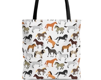 Horse Lovers Tote Bag - Horse lover gift - Horse print, Pferd, Paard, Beach Picnic Bag, Cheval, Sac Fourre Tout, Sac Bandouliere