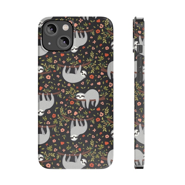 Sloth Pattern Art iPhone 14, Plus, Pro, Pro Max Tough/Slim Cellphone Case. Sloth Lover Gift. Pets & Animals.