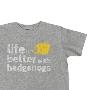 Toddler Hedgehog Soft T-Shirt. Gift for Hedgehog Lovers. Black,Navy,Light Blue,Green,Red,Orange,Maroon/Garnet. 2T,3T,4T,5-6T Cotton.