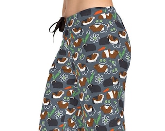 Guinea Pig Drawing Women's Pajama Pants, Relaxed Fit. All Over Print. Ladies Sleepwear Bottoms. Gift for Pet Lovers