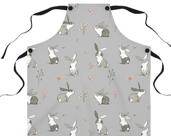 Cute Rabbit Pattern Apron - Bunny Rabbit Lover Gift - Bunny Rabbit Owner Gift - Bunny Rabbit Pattern Print - Bunny Rabbit Apron